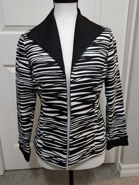 Scott Taylor- Black & White Zebra Print Open-Front Women's Jacket